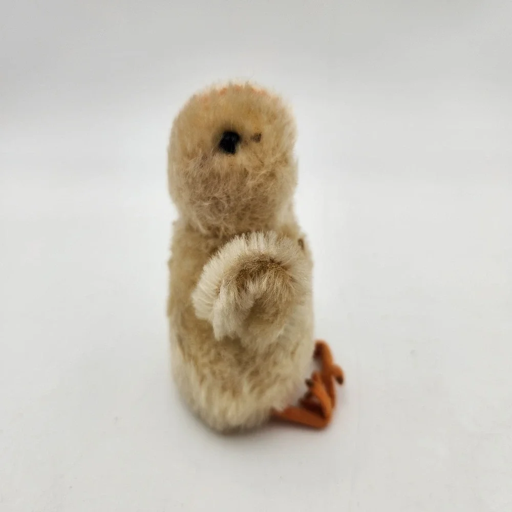 Vintage Steiff Chick Mohair Plush Bird with Original Button and Tag Remnant